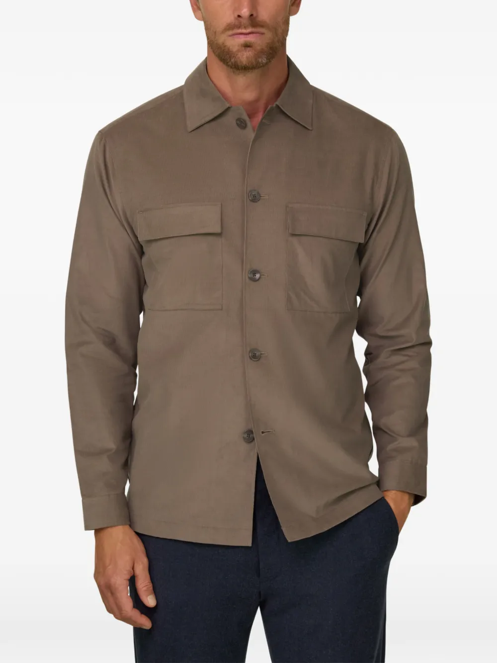 Boggi Milano overshirt in corduroy lined with flannel Bruin