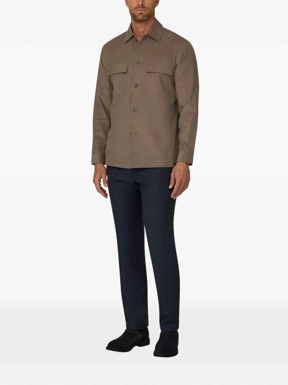 Boggi Milano overshirt in corduroy lined with flannel Bruin
