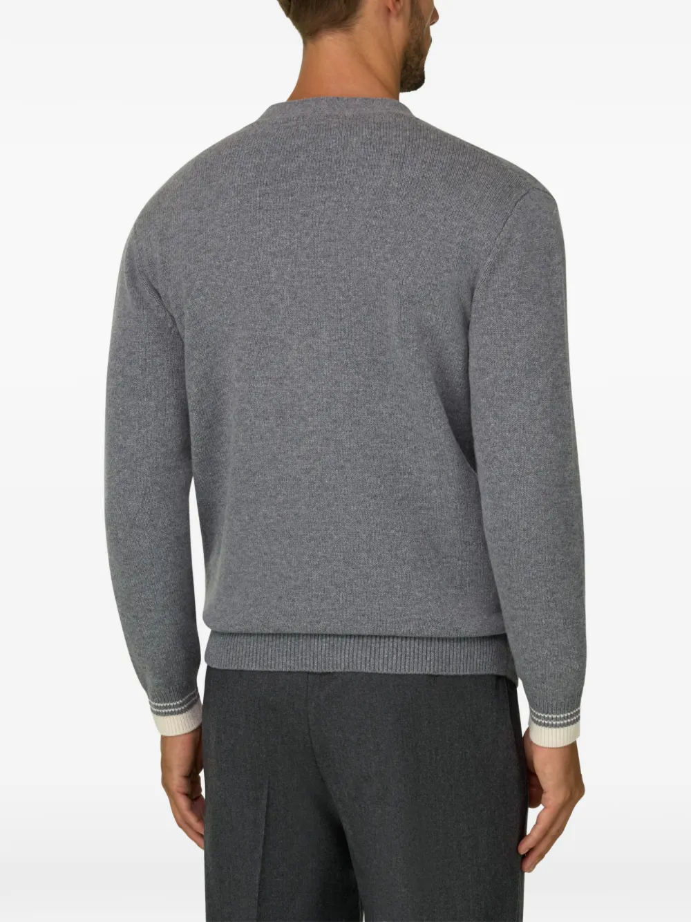 Boggi Milano cardigan in superfine merino wool Grijs