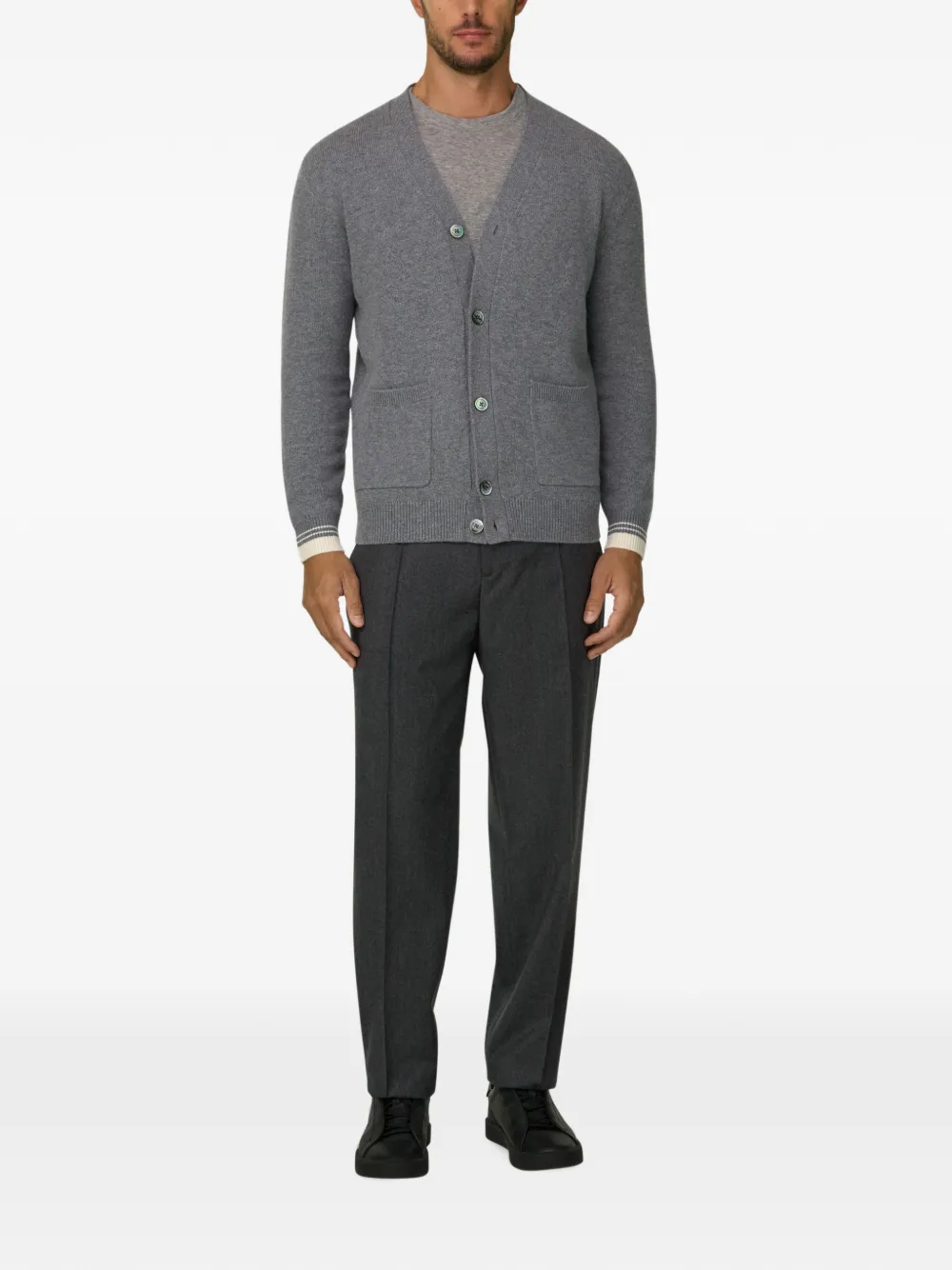 Boggi Milano cardigan in superfine merino wool Grijs