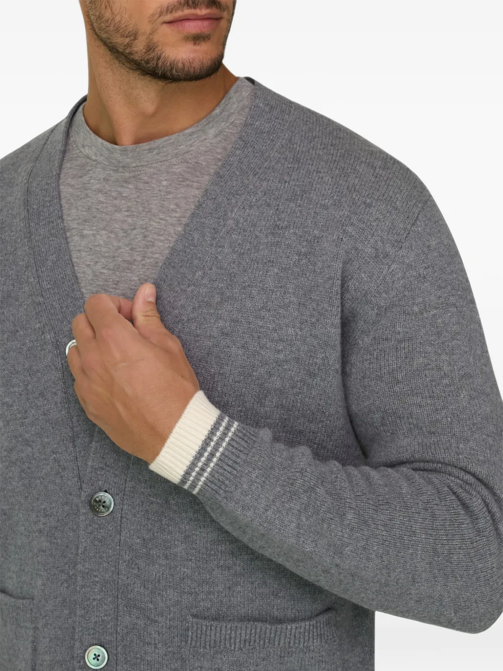 Boggi Milano cardigan in superfine merino wool Grijs