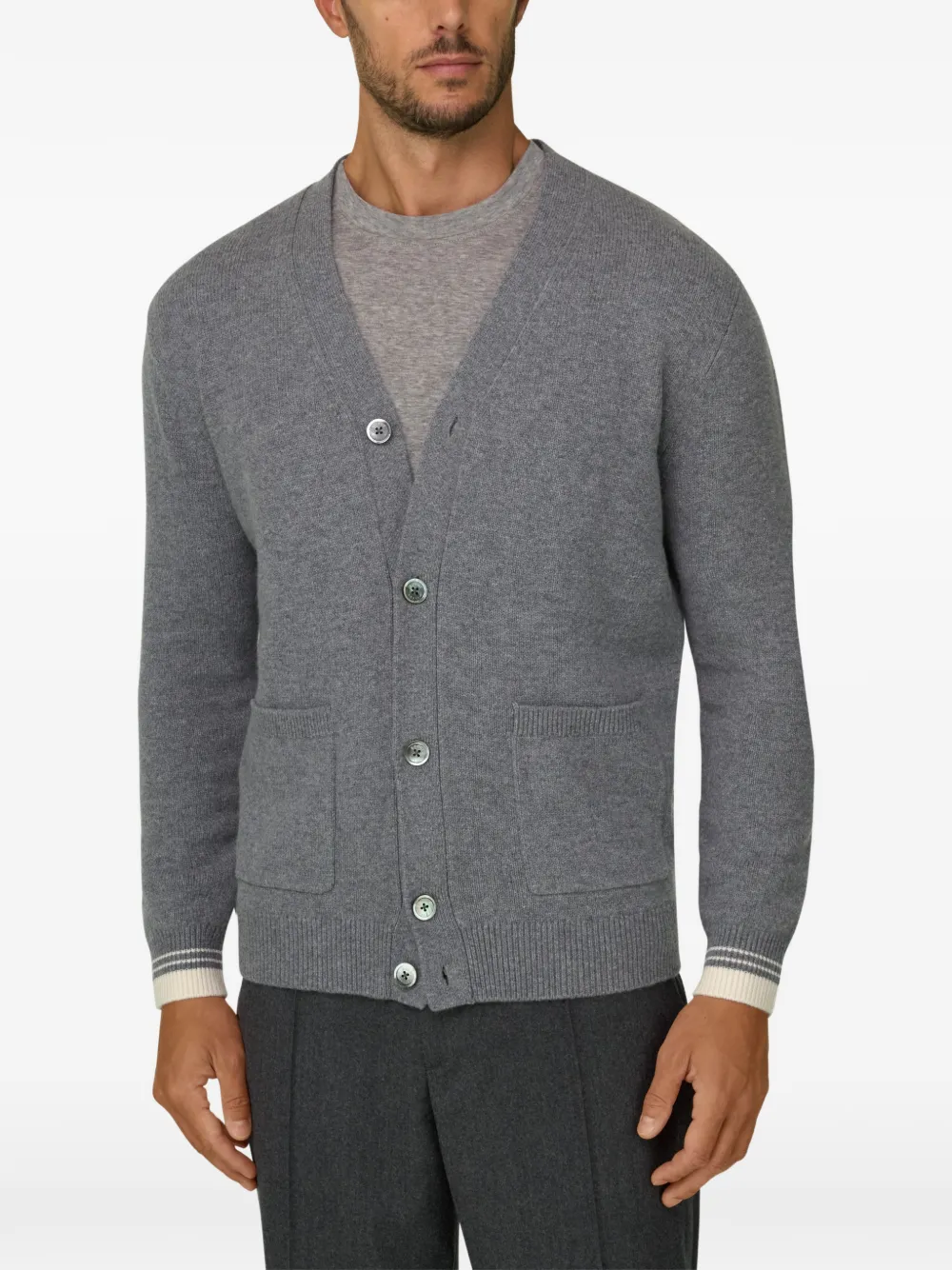 Boggi Milano cardigan in superfine merino wool Grijs