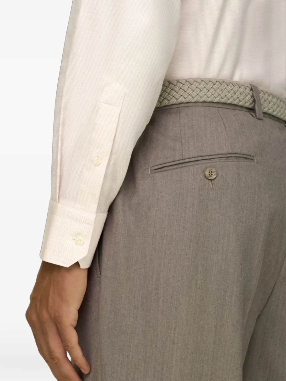 Boggi Milano shirt in Non-Iron cotton dobby slim-fit Beige