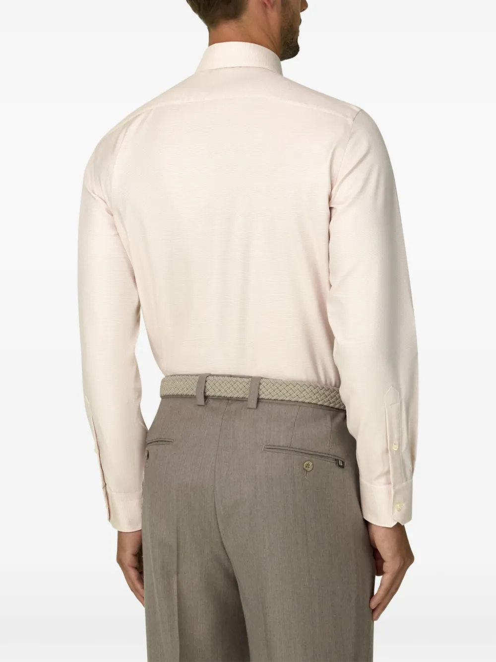 Boggi Milano shirt in Non-Iron cotton dobby slim-fit Beige