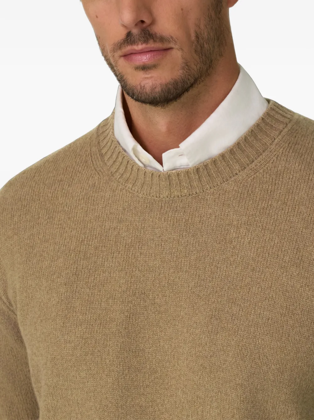 Boggi Milano crew neck jumper in wool blend Beige
