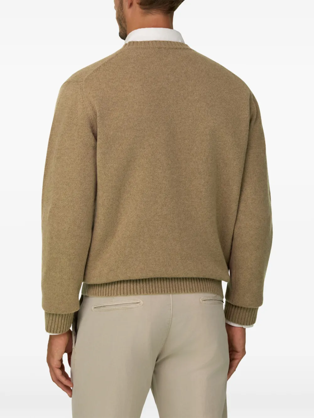 Boggi Milano crew neck jumper in wool blend Beige
