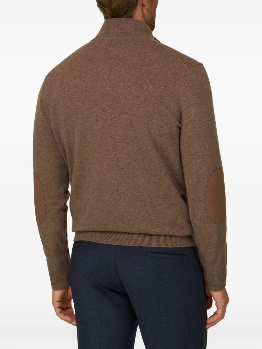 Boggi Milano roll-neck jumper quarter-zip wool cashmere mélange Bruin