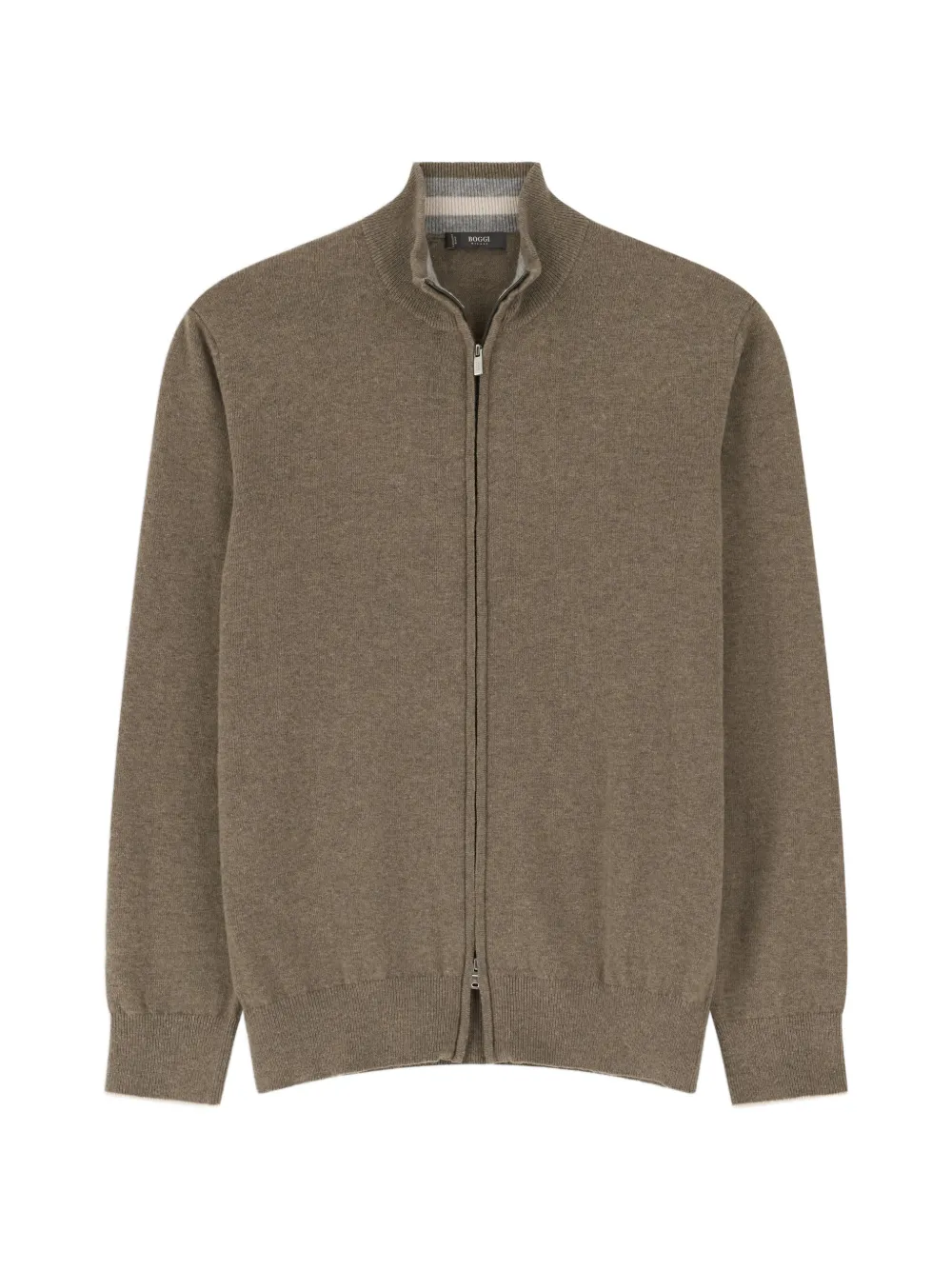Boggi Milano full-zip jumper in cashmere blend - Marrone