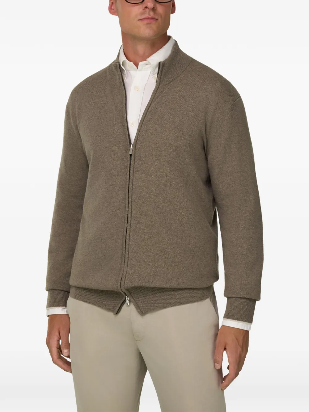 Boggi Milano full-zip jumper in cashmere blend Bruin
