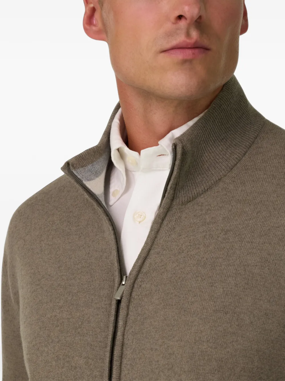 Boggi Milano full-zip jumper in cashmere blend Bruin