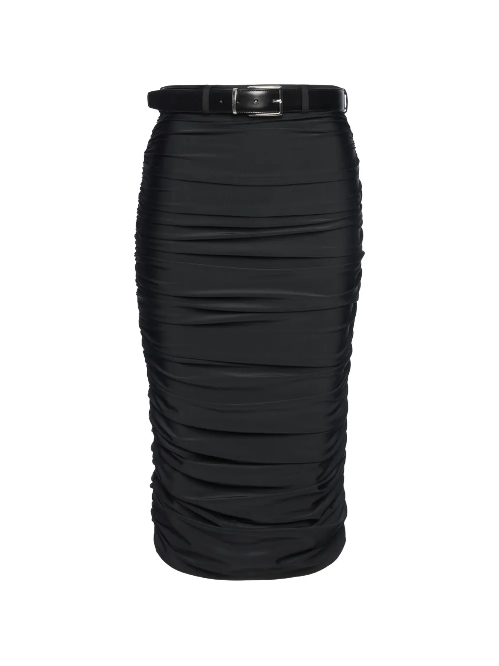 Medeea Ruched Midi Skirt In Black