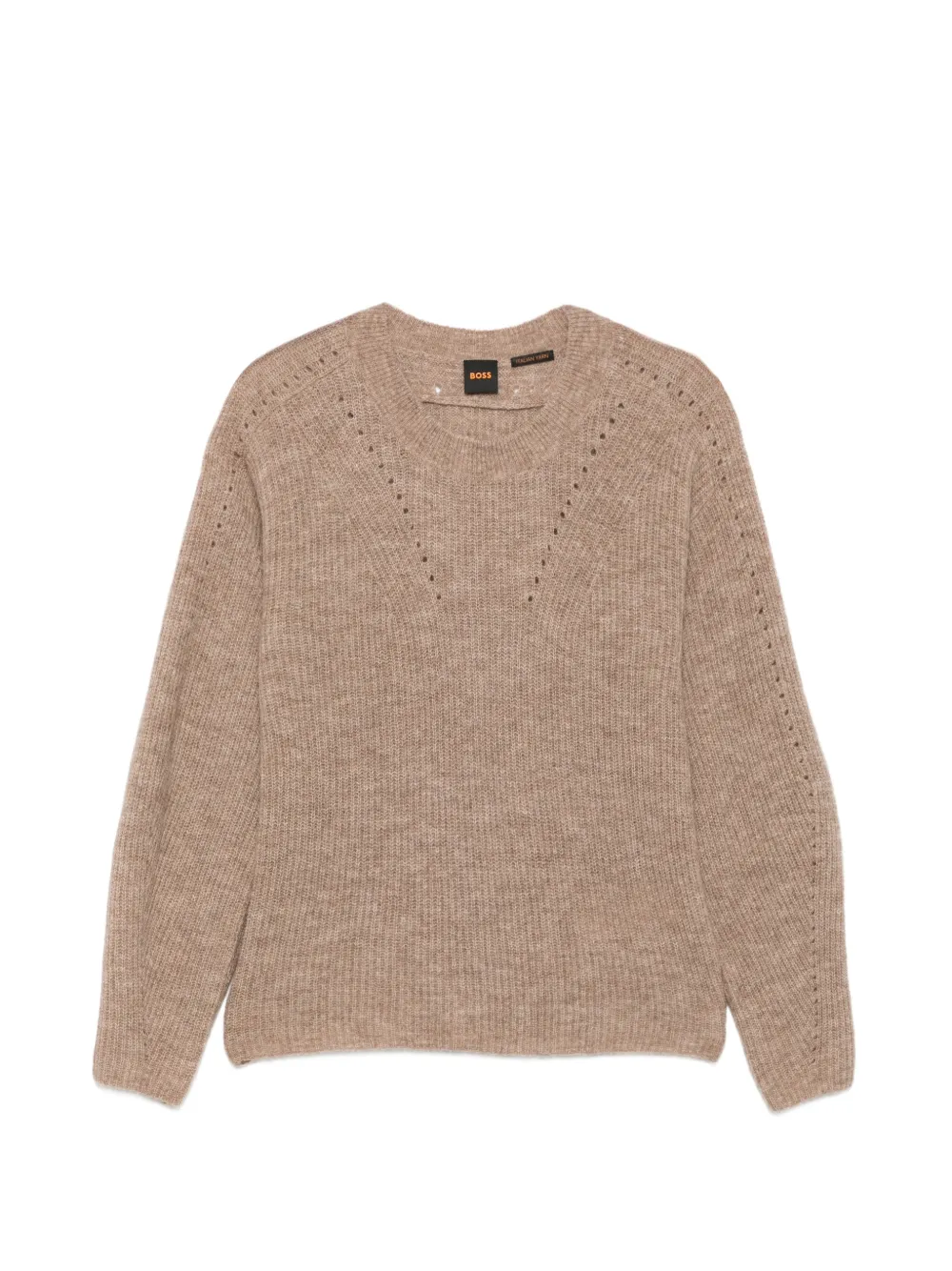 BOSS Maglione con lavorazione pointelle - Marrone