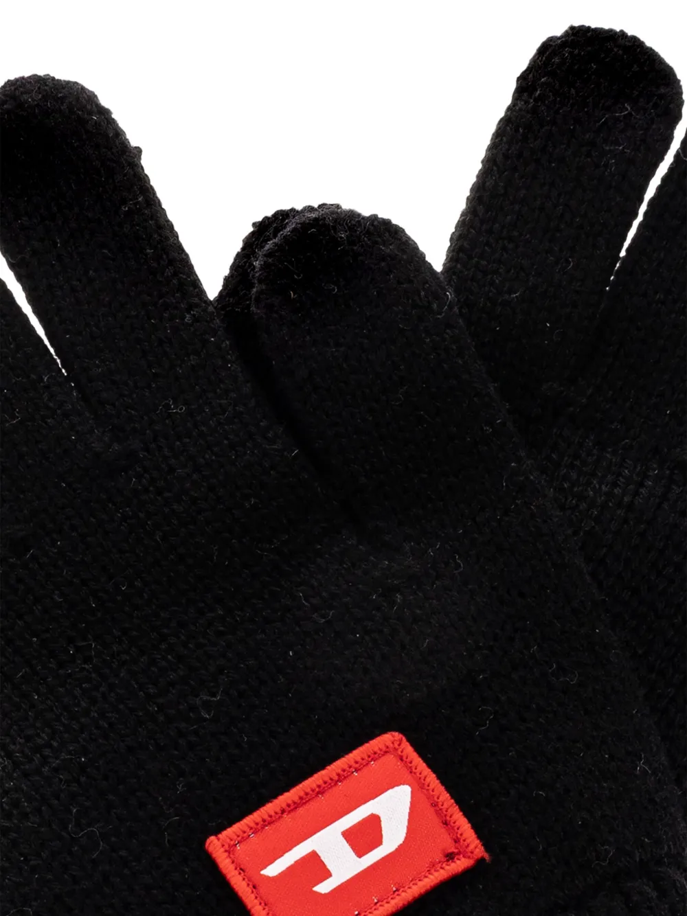 Diesel Kids touchscreen gloves in wool-blend knit Zwart