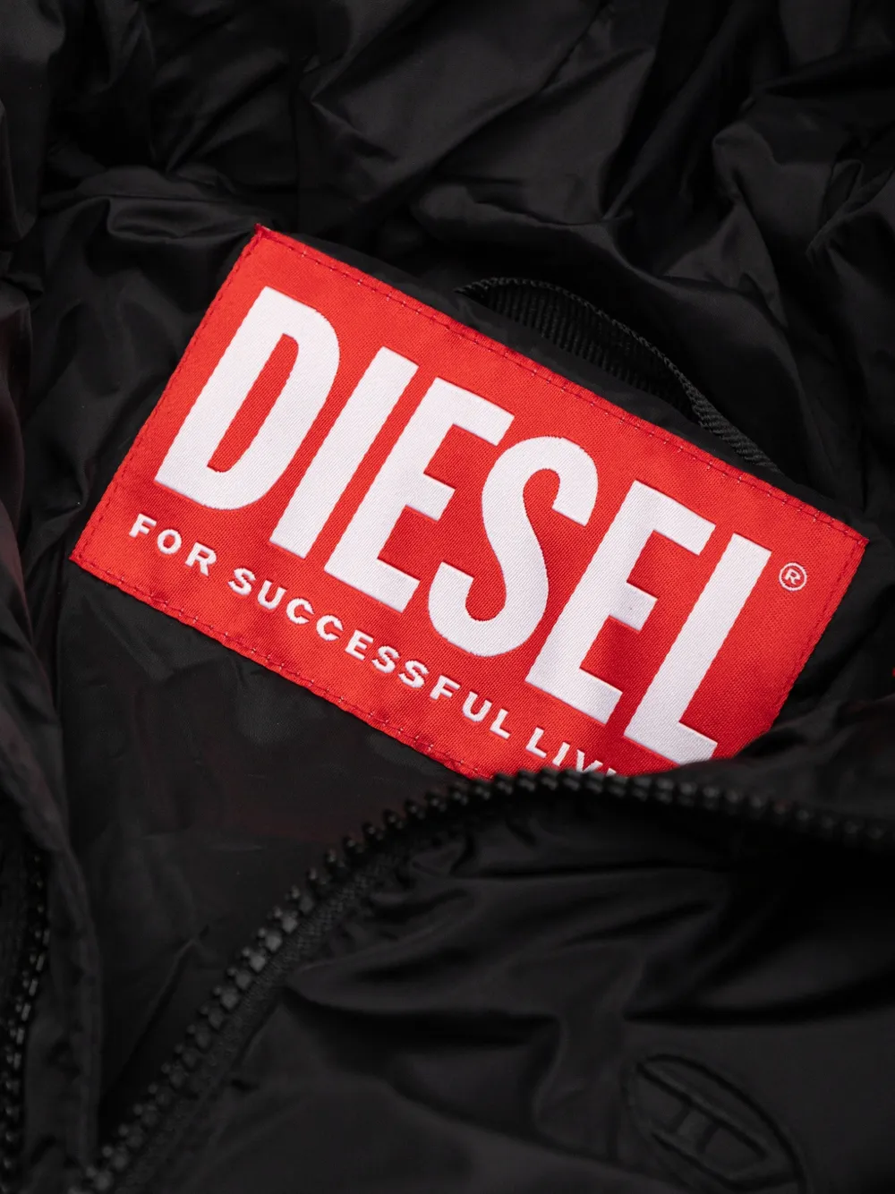 Diesel Kids hooded puffer jacket Zwart