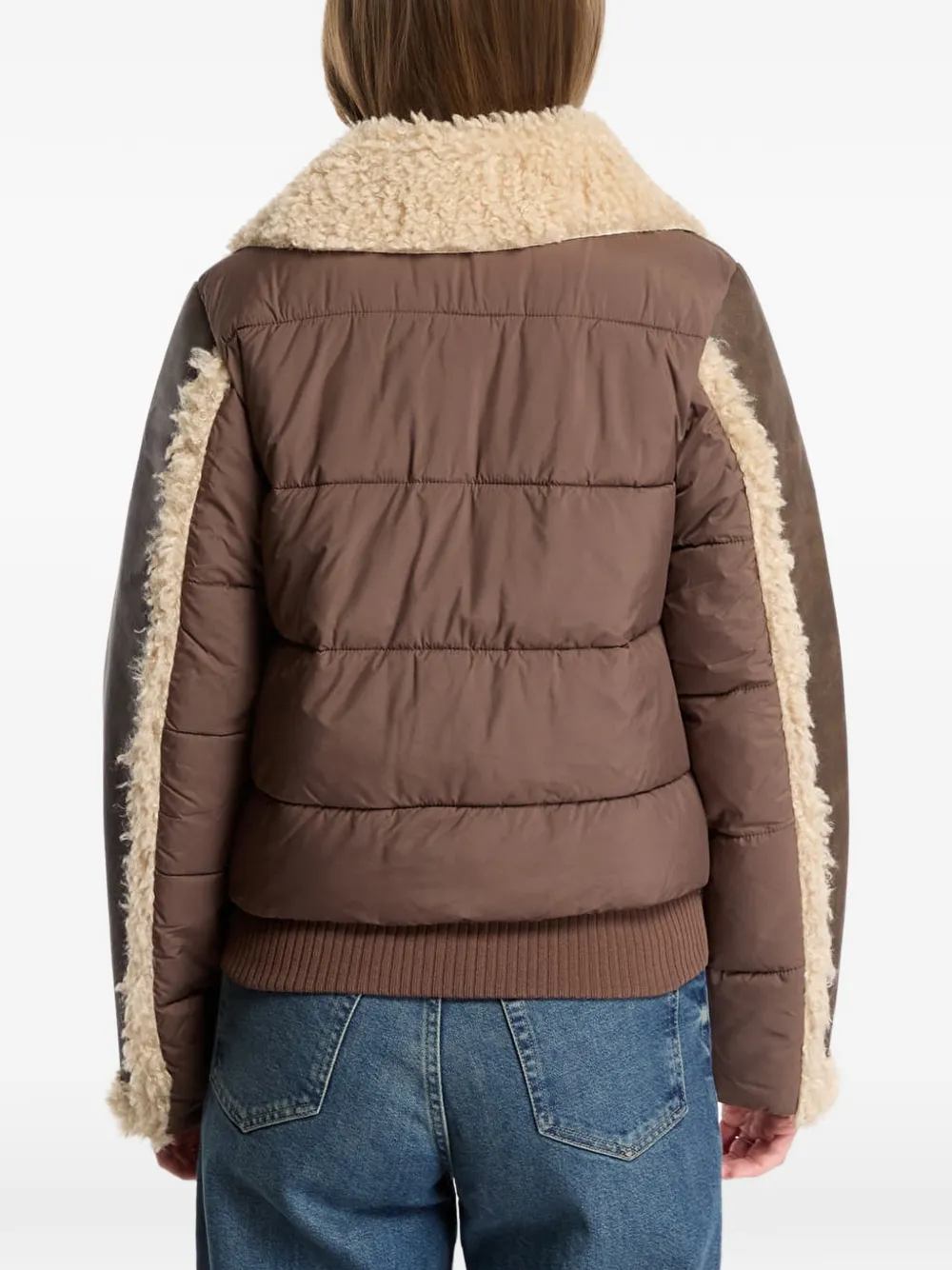 Desigual shearling-trim quilted jacket Bruin