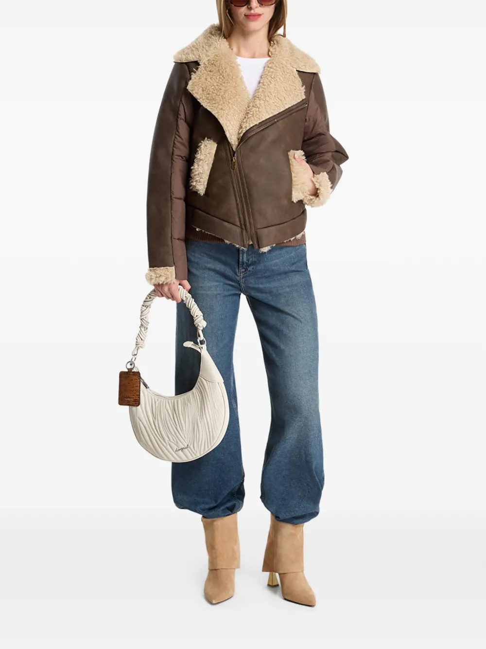 Desigual shearling-trim quilted jacket Bruin