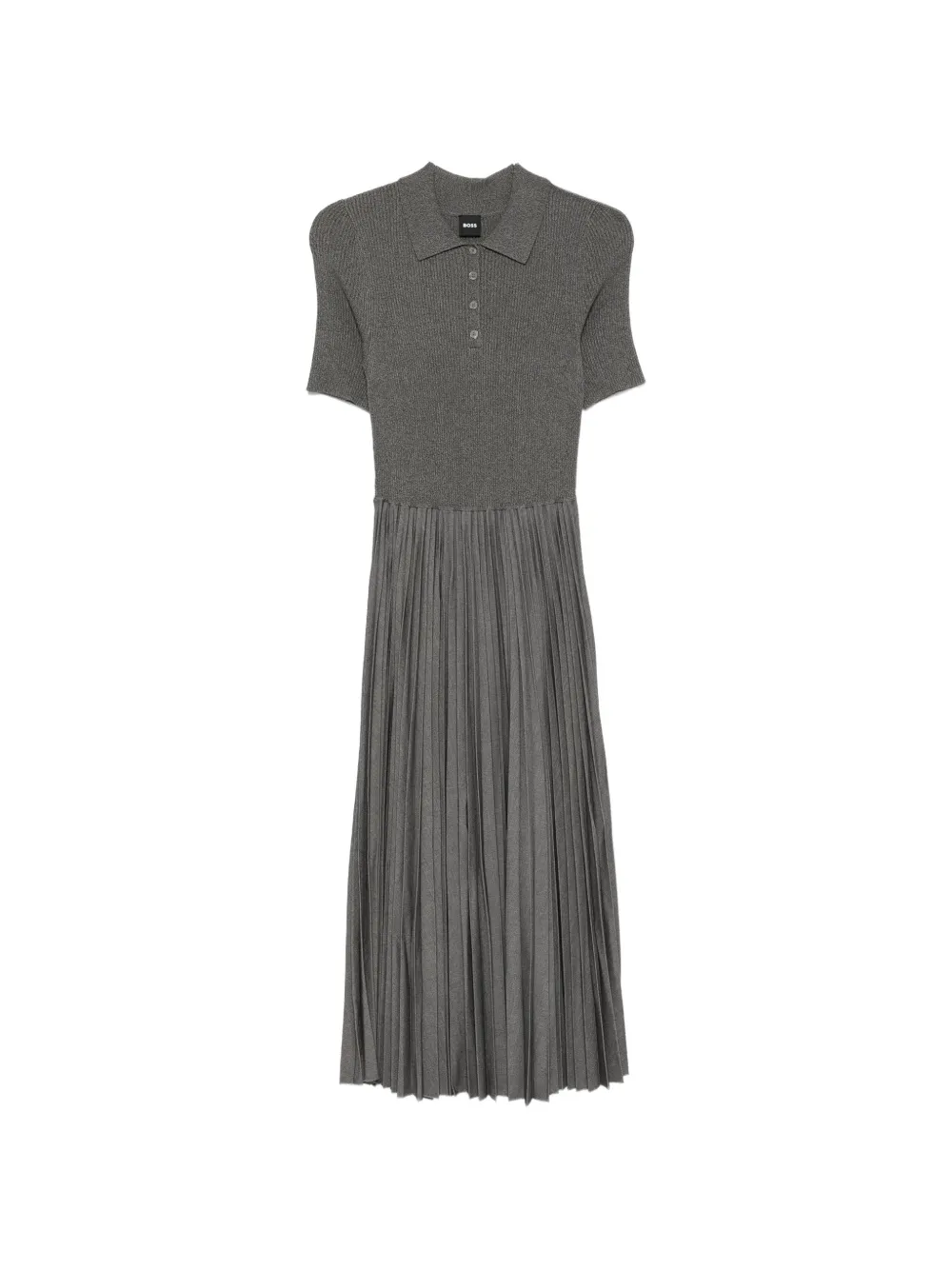 BOSS ribbed pleated dress Grijs