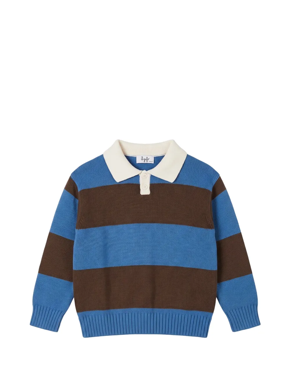 Il Gufo striped polo-collar sweater Blauw