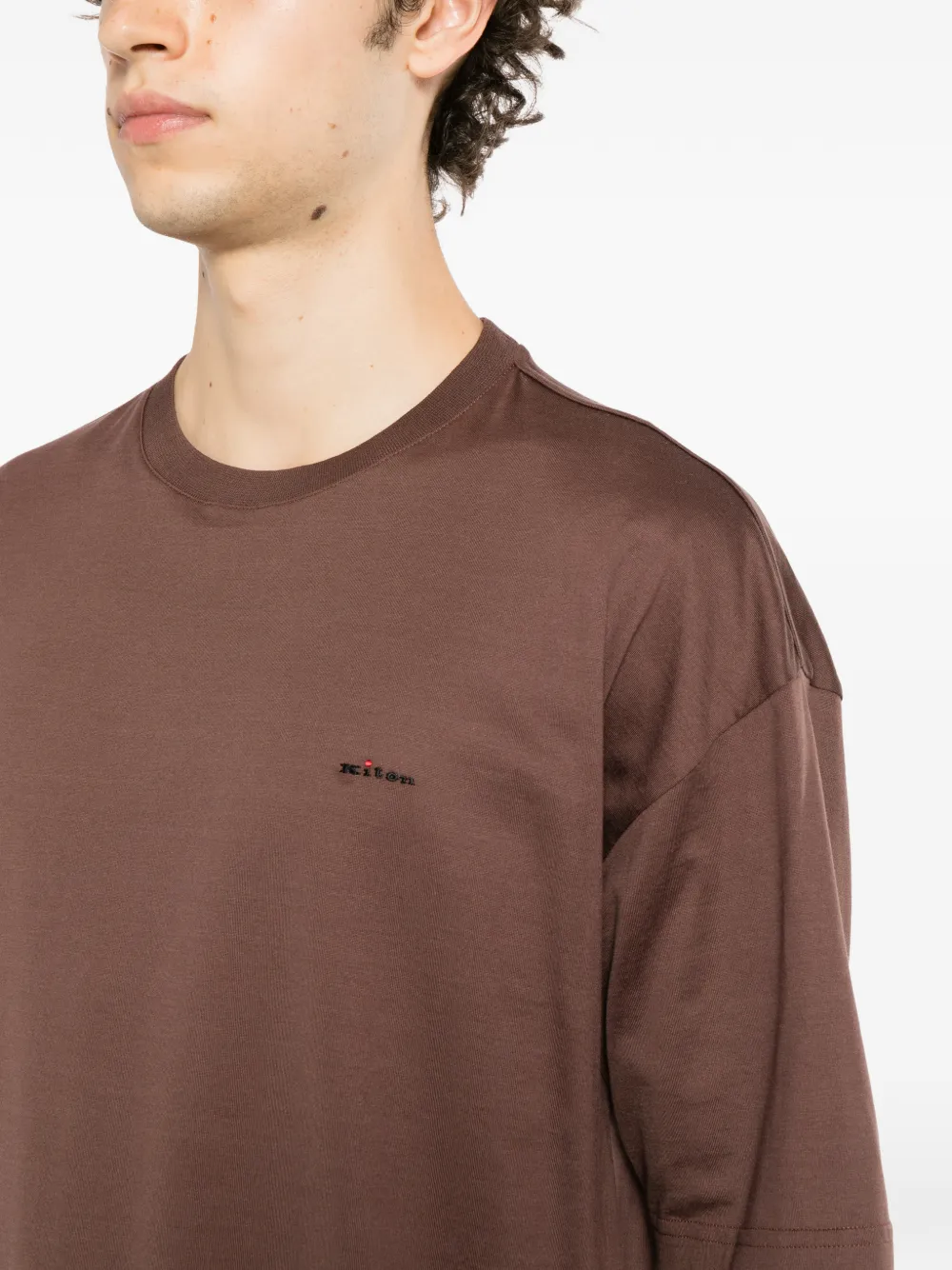 Kiton logo-embroidered T-shirt Bruin