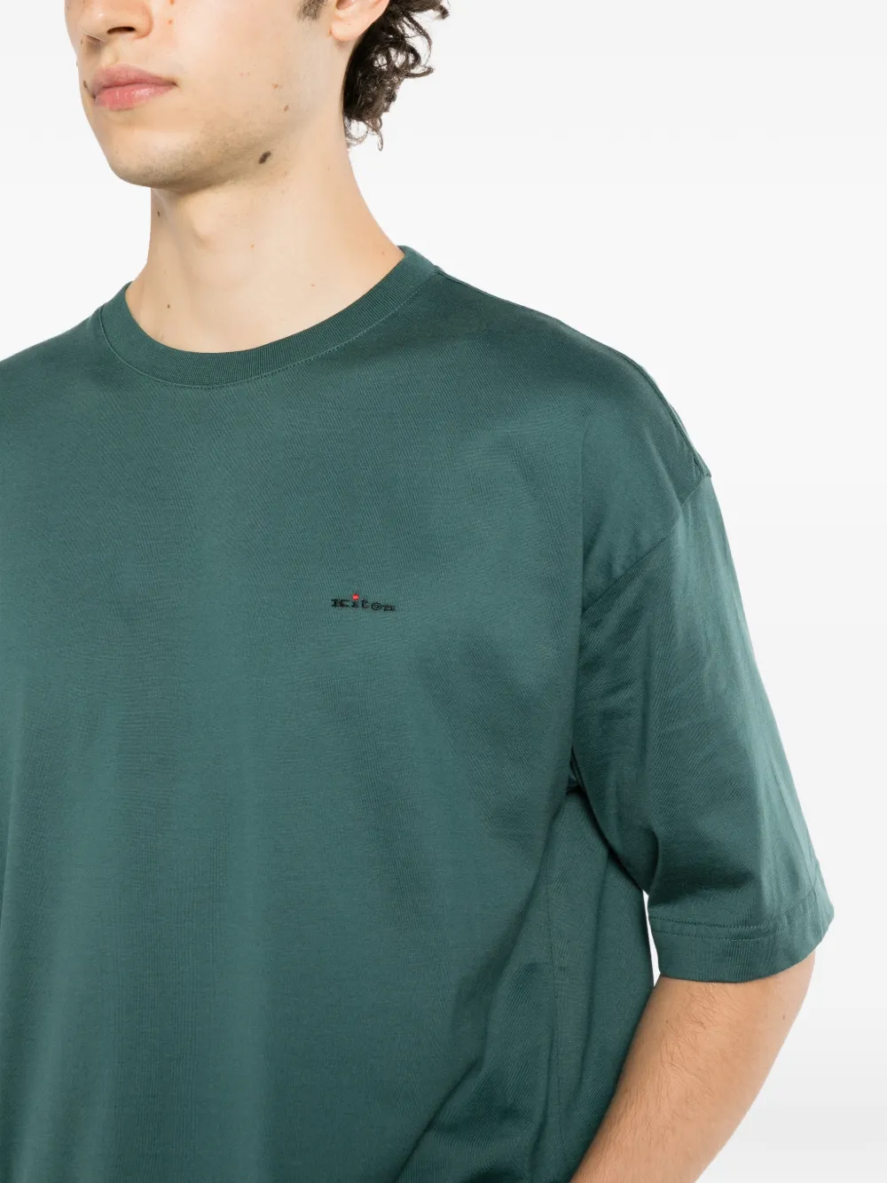 Kiton logo-embroidered T-shirt Blauw