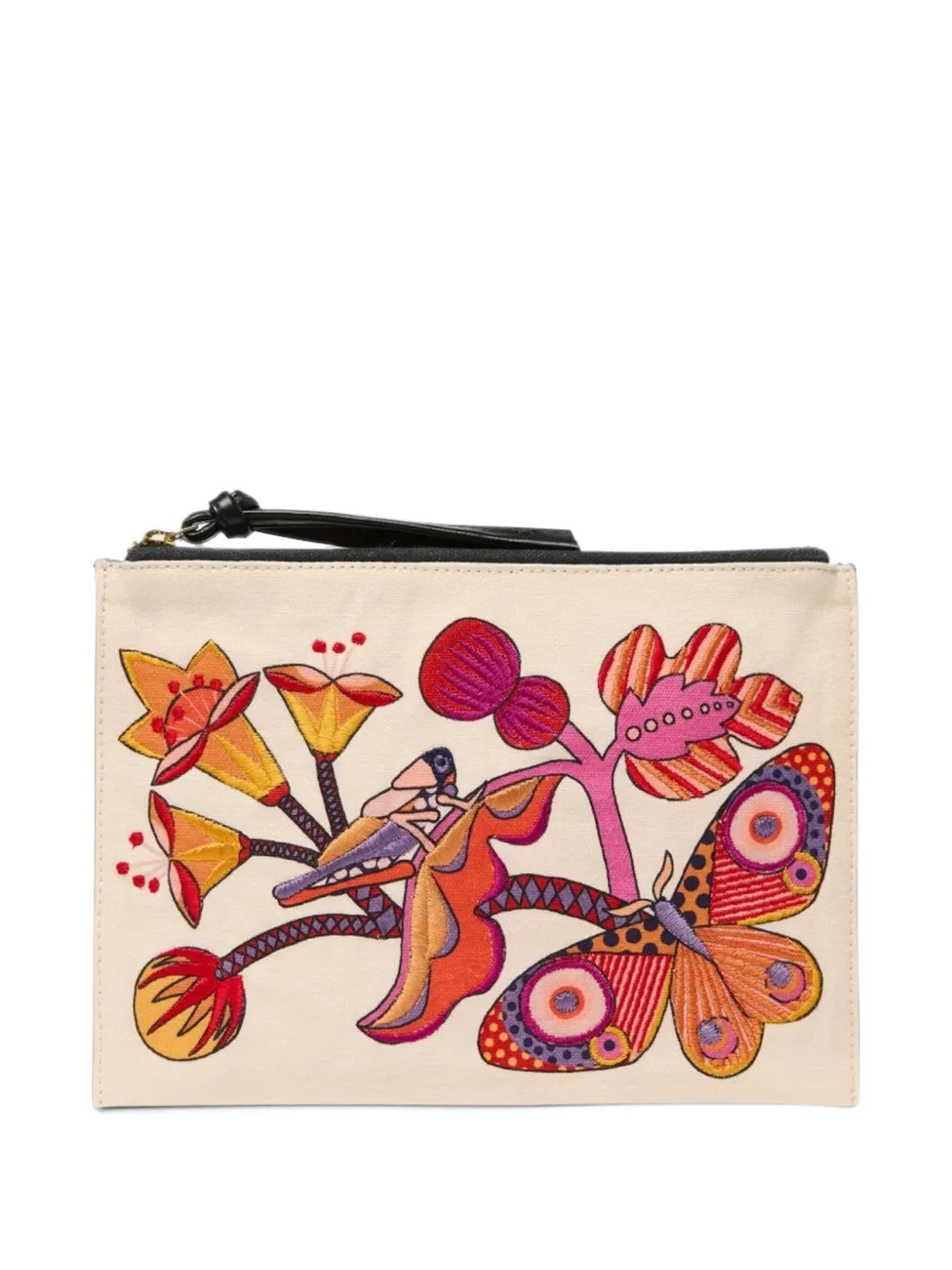 Inoui Editions Brodée Botanique embroidered clutch bag - Toni neutri