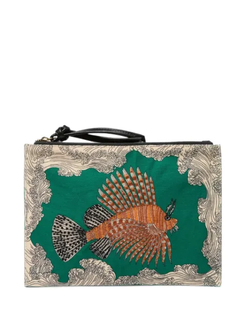 Inoui Editions Poseidon embroidered clutch bag