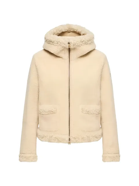 Moncler Leuctre hooded shearling short down jacket