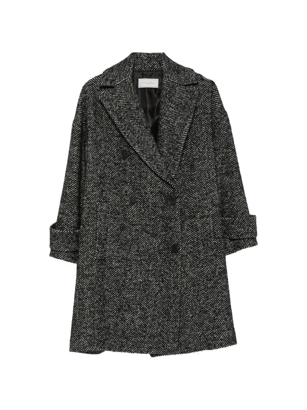 Antonelli herringbone-pattern double-breasted coat - Black