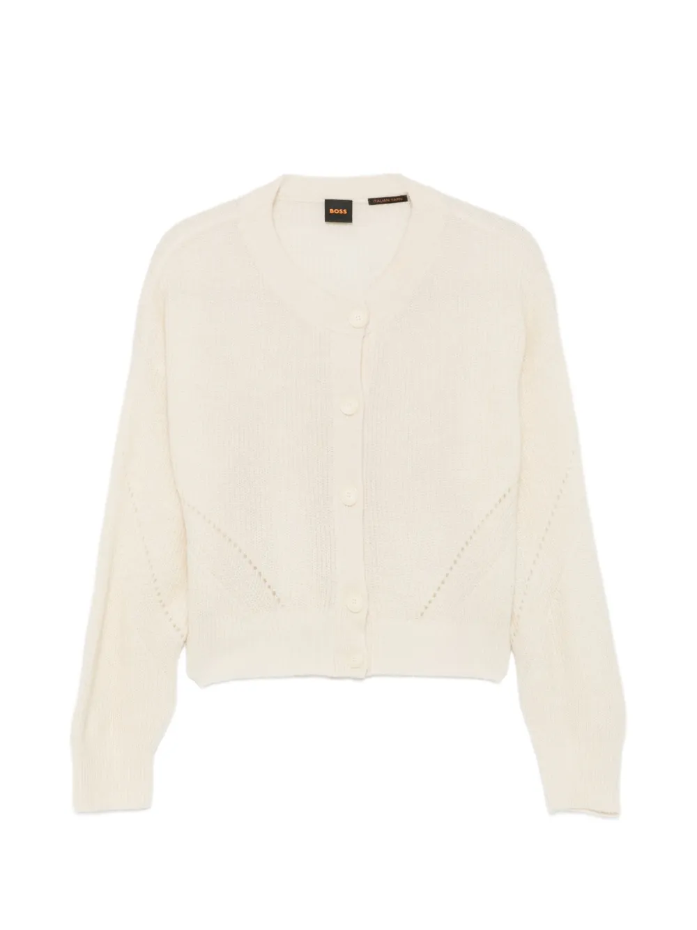 BOSS Cardigan con lavorazione pointelle - Bianco