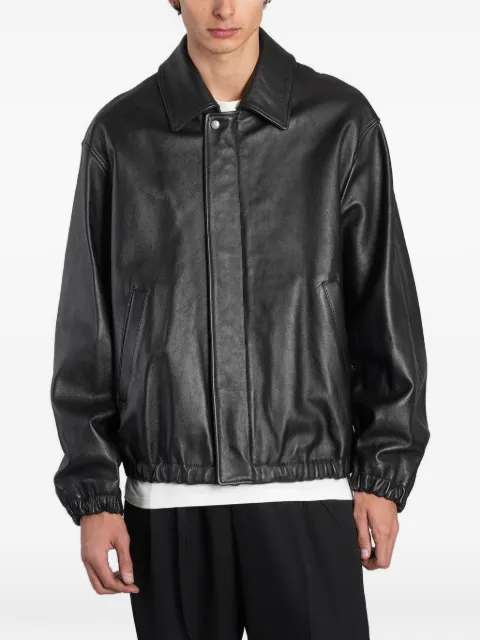 ssstein collared elasticated-trim leather jacket