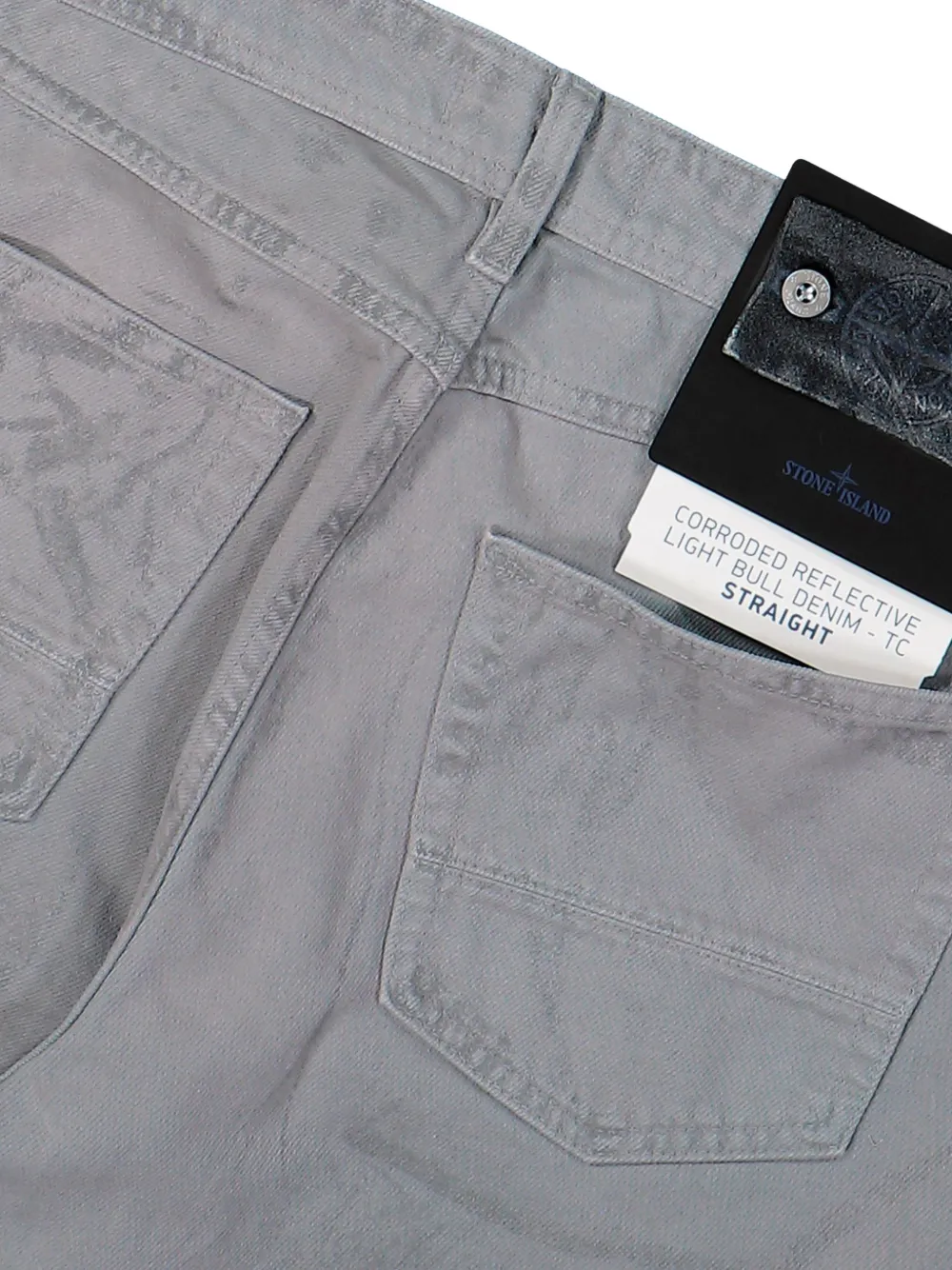 Stone Island J100005 corroded reflective light bull denim-TC jeans Grijs