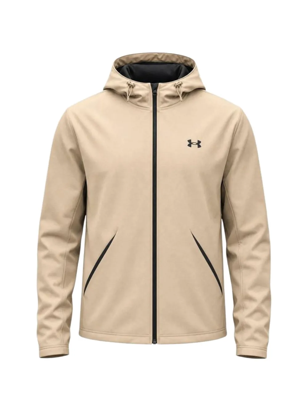Under Armour logo-print zip-up hooded jacket Beige