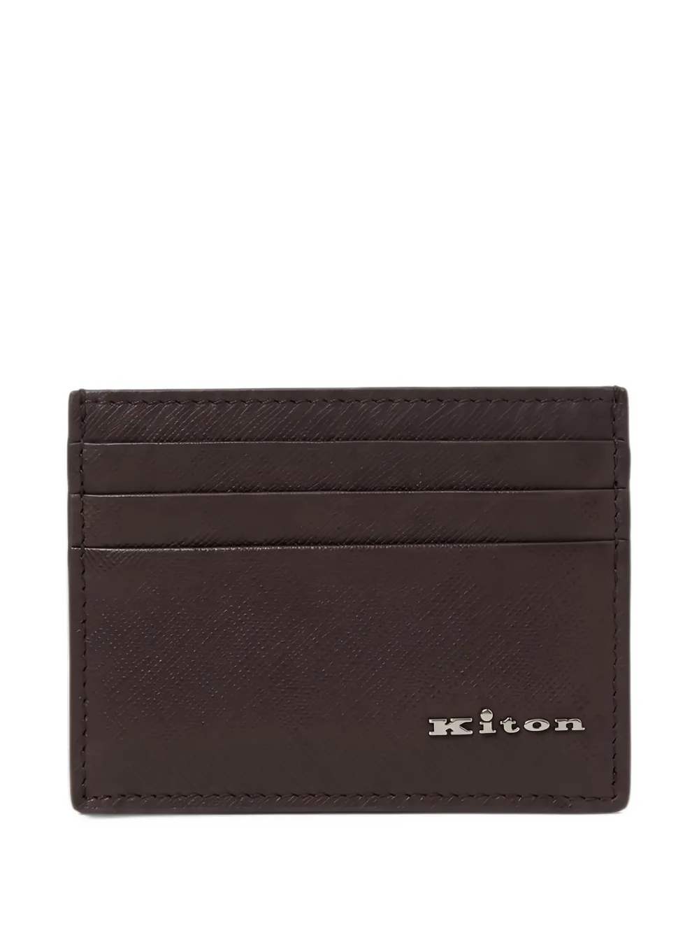 Kiton textured-finish logo-plaque cardholder - Marrone