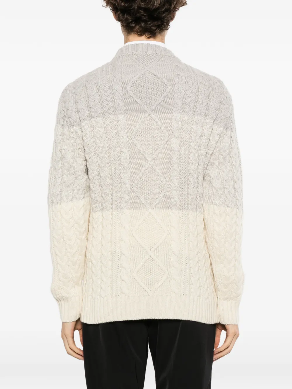 Kiton cable-knit colour-block sweater Beige
