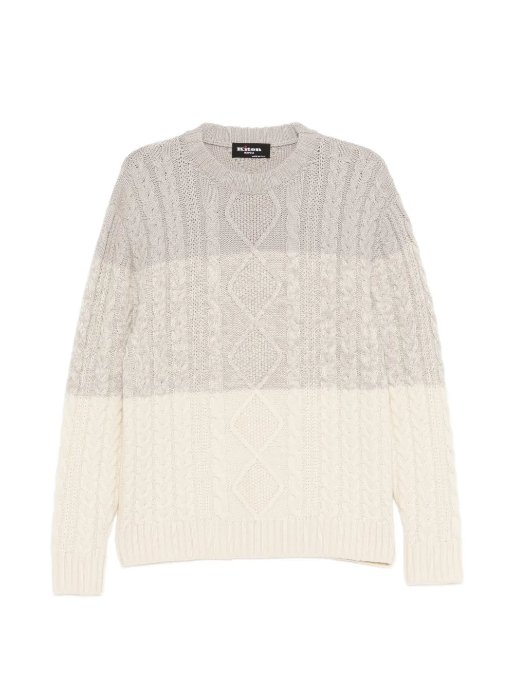 Kiton cable-knit colour-block sweater - Tons neutres Kiton cable-knit colour-block sweater - Tons neutres