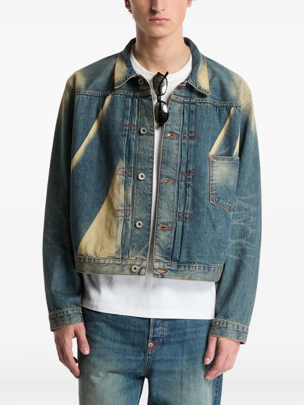 Kenzo faded-effect denim jacket Blauw