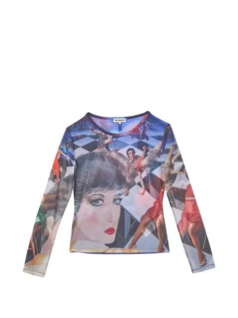 Sunnei graphic-print sheer T-shirt
