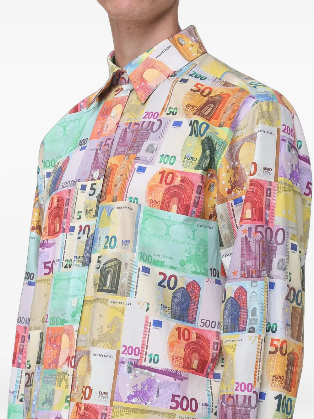 Moschino banknote-print relaxed-fit shirt Geel