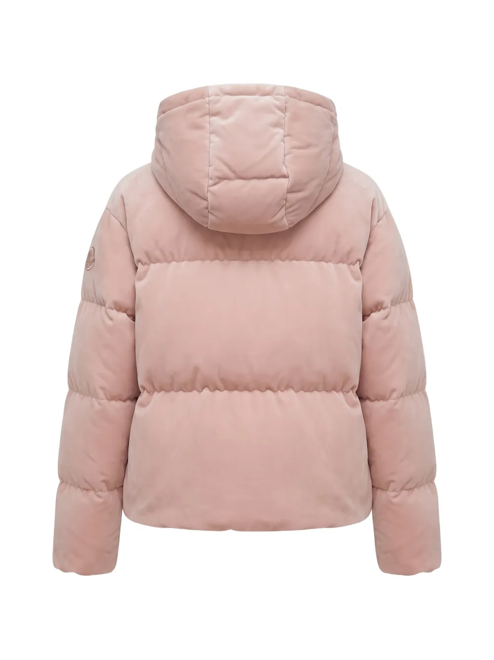 Moncler Enigme hooded chenille short down jacket Roze