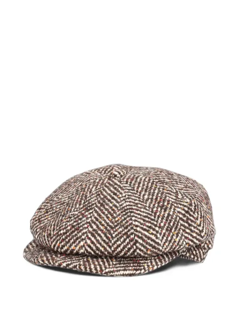 Tagliatore checked herringbone flat cap