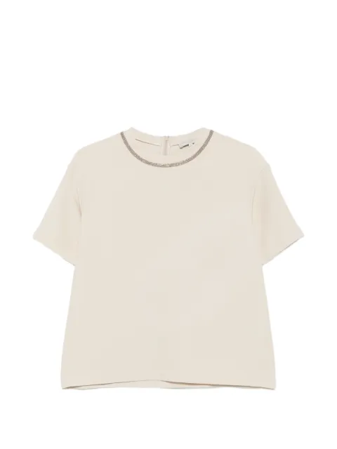 Antonelli bead-embellished short-sleeve blouse