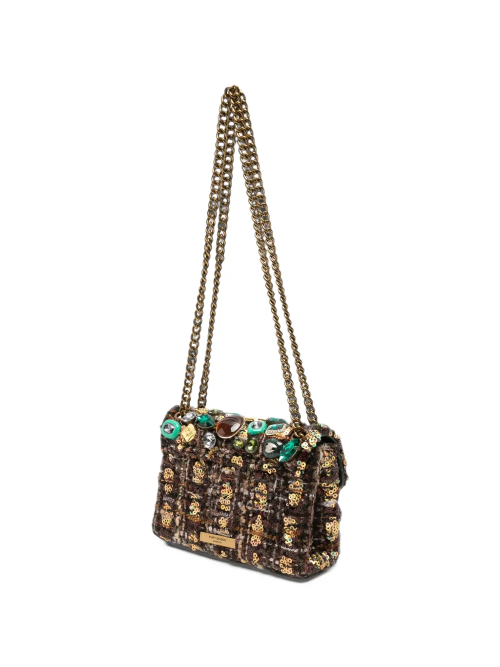 Kurt Geiger London mini Kensington crystal-embellished shoulder bag Bruin