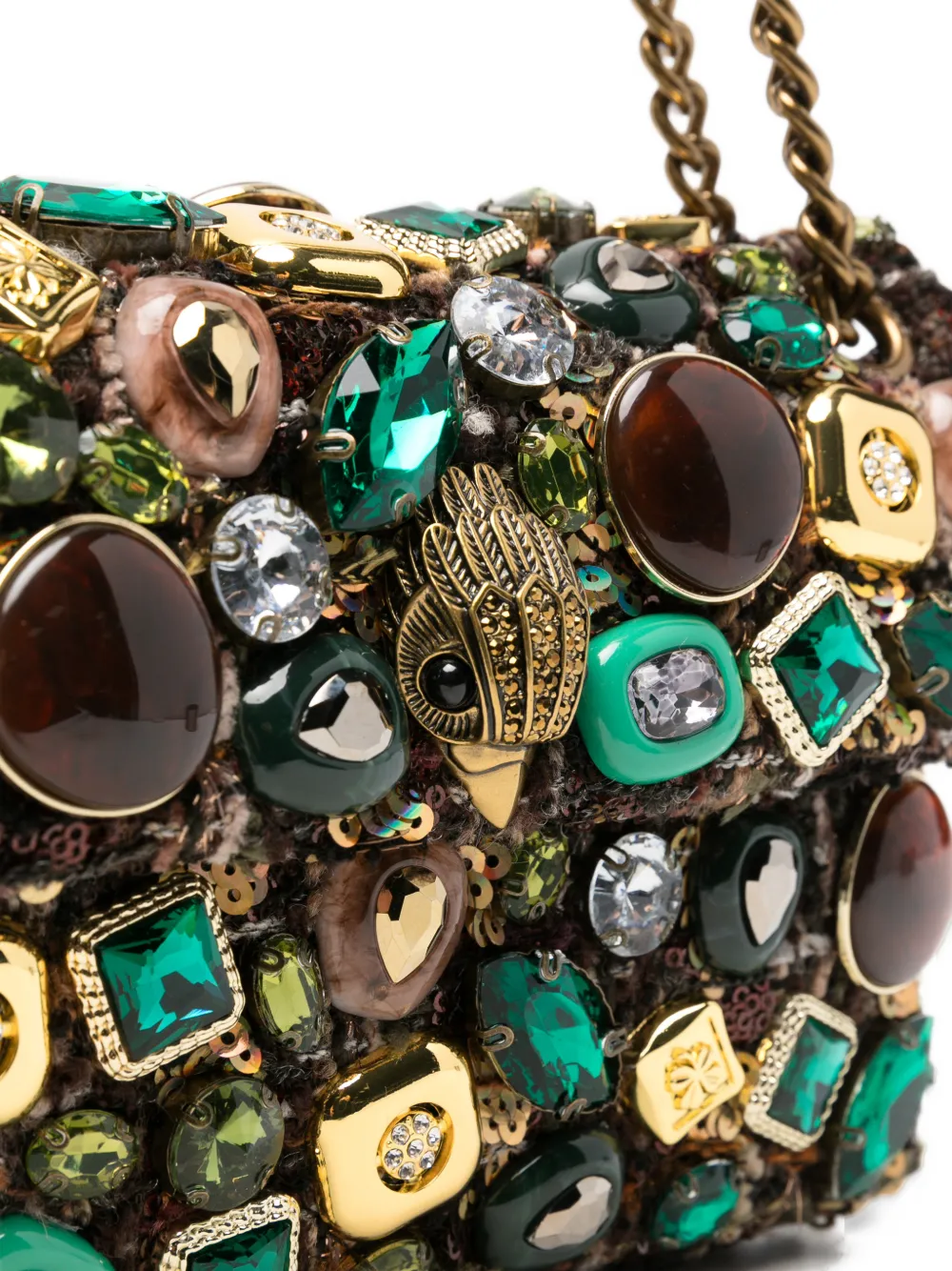 Kurt Geiger London mini Kensington crystal-embellished shoulder bag Bruin
