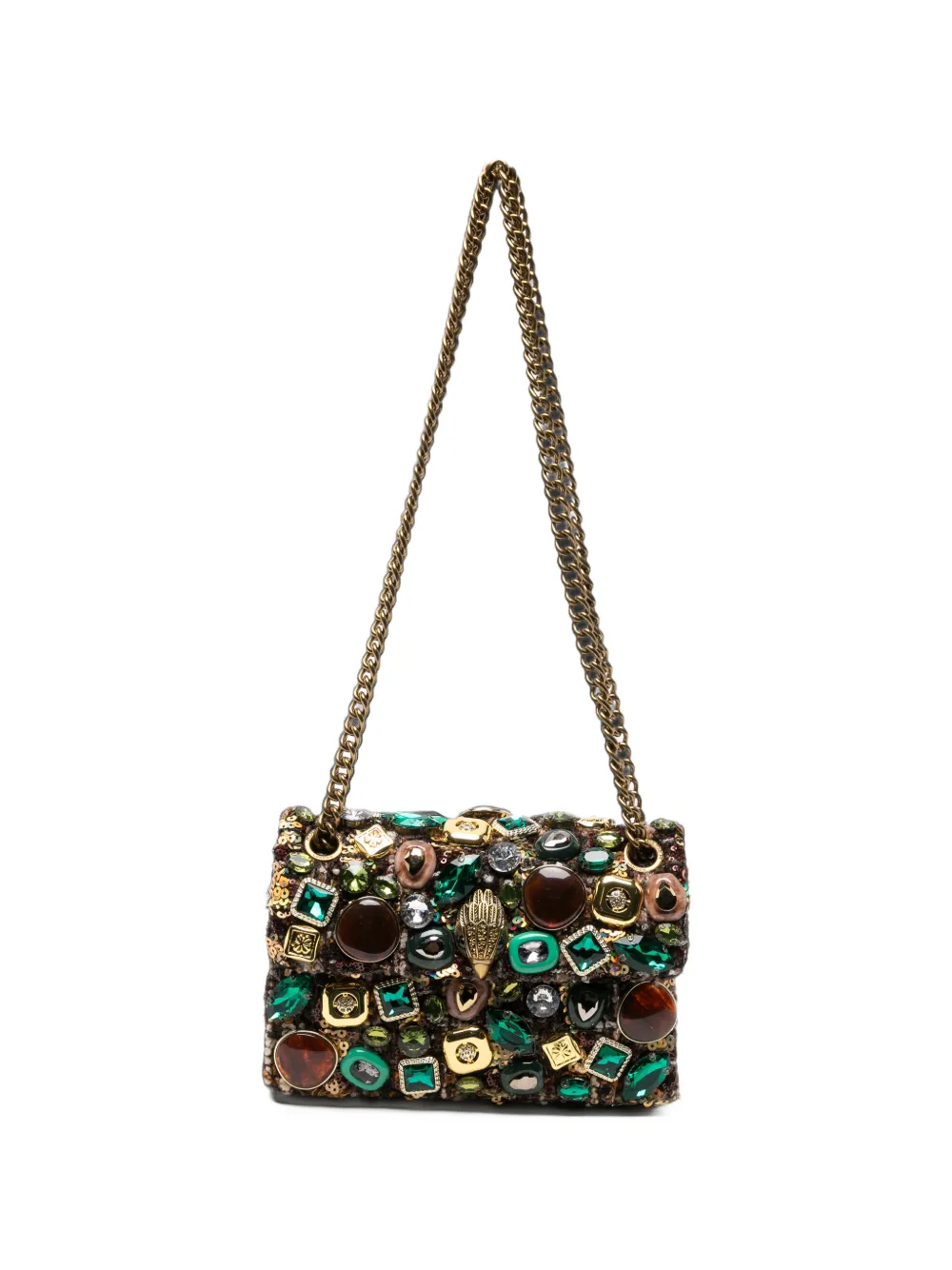 Kurt Geiger London mini Kensington crystal-embellished shoulder bag - Marrone