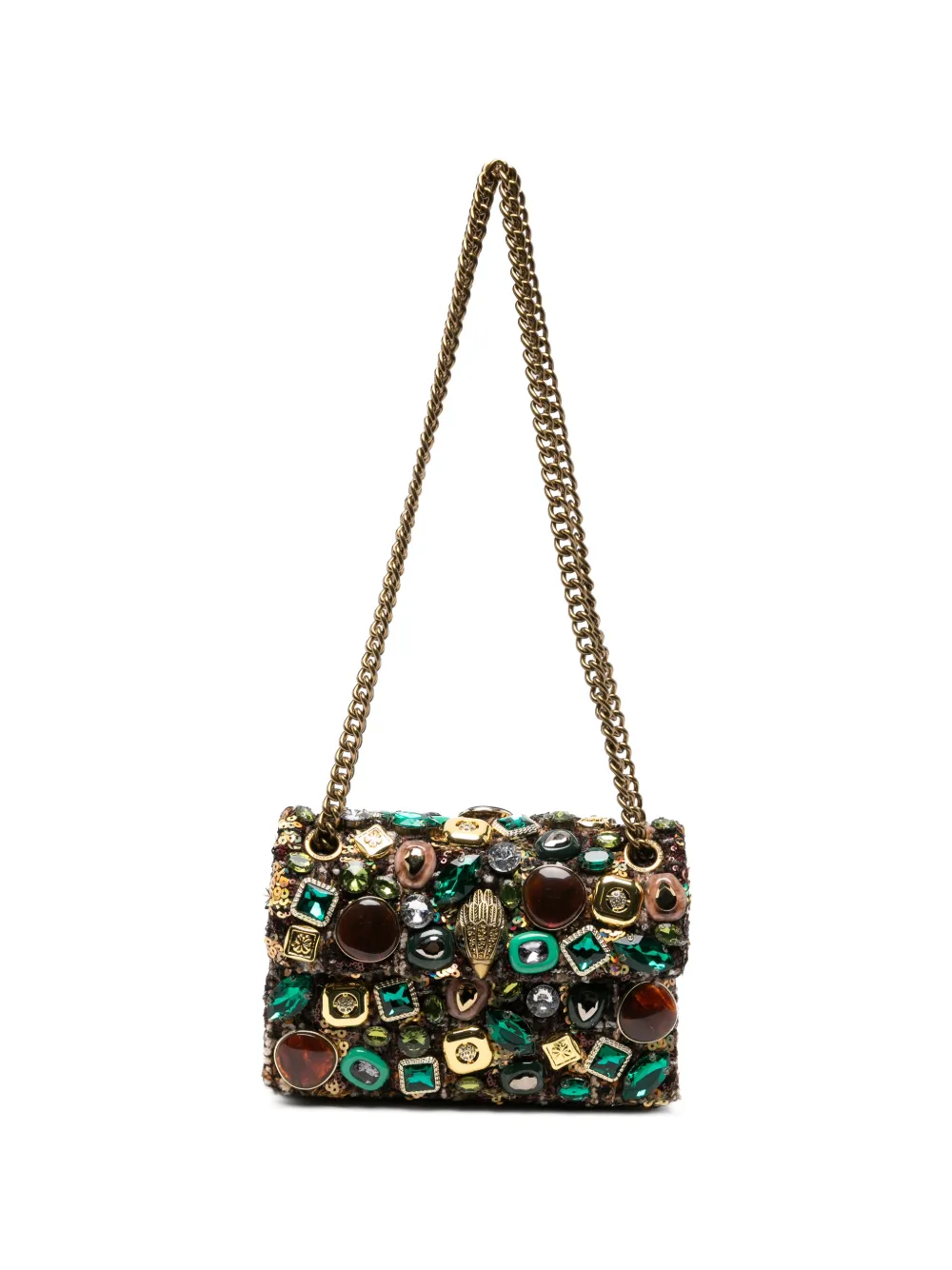 Kurt Geiger London mini Kensington crystal-embellished shoulder bag - Marrone