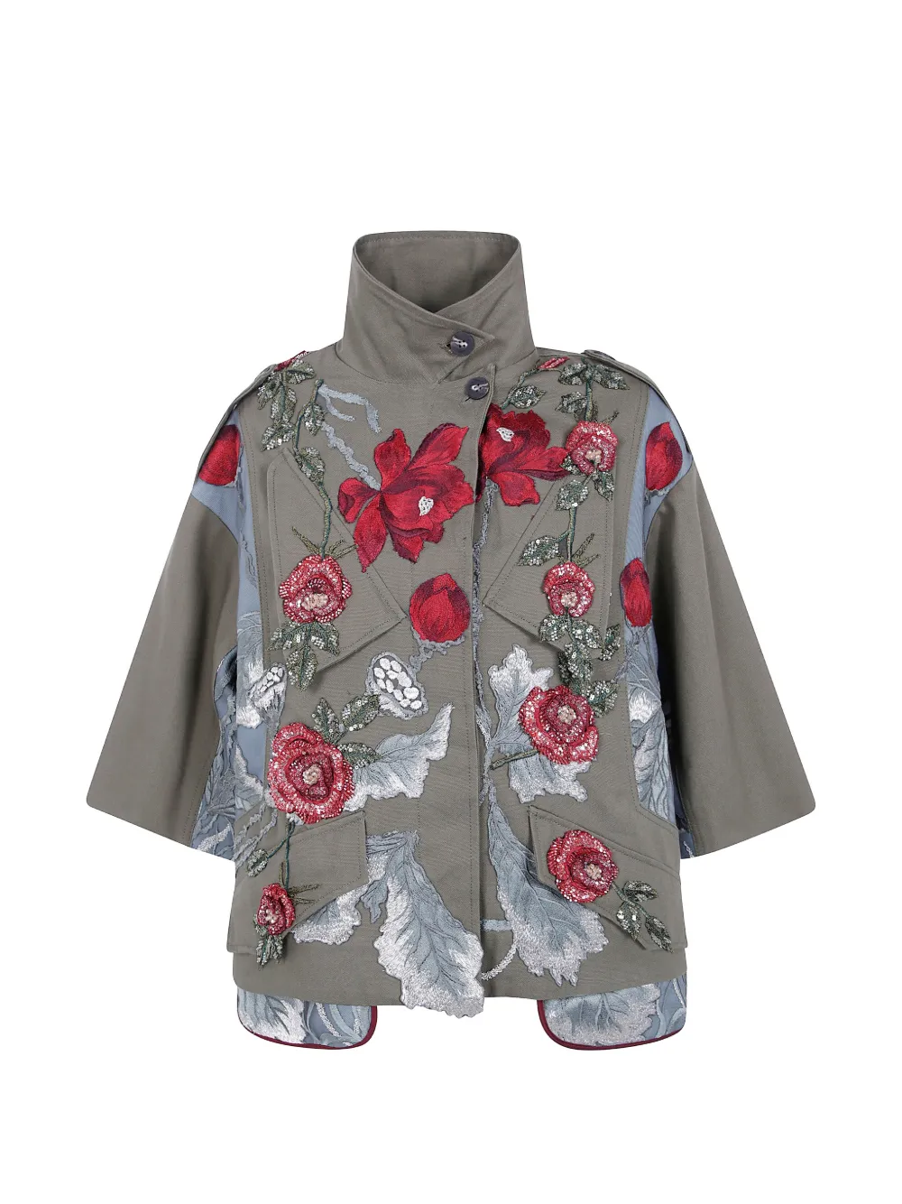 Antonio Marras floral-embroidered sequin-embellished cropped jacket - Vert Antonio Marras floral-embroidered sequin-embellished cropped jacket - Vert