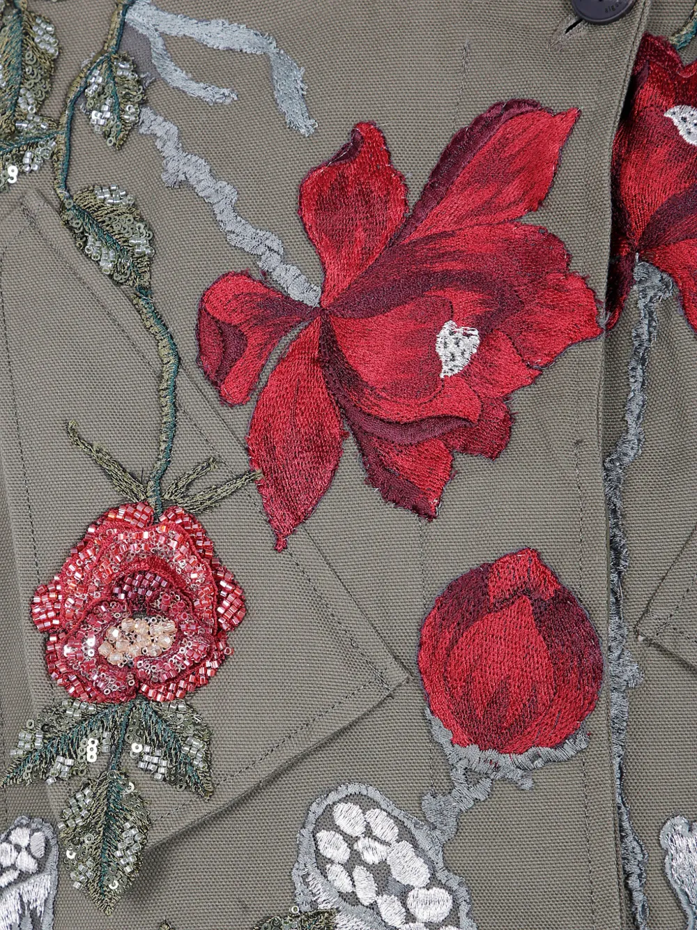 Antonio Marras floral-embroidered sequin-embellished cropped jacket Groen