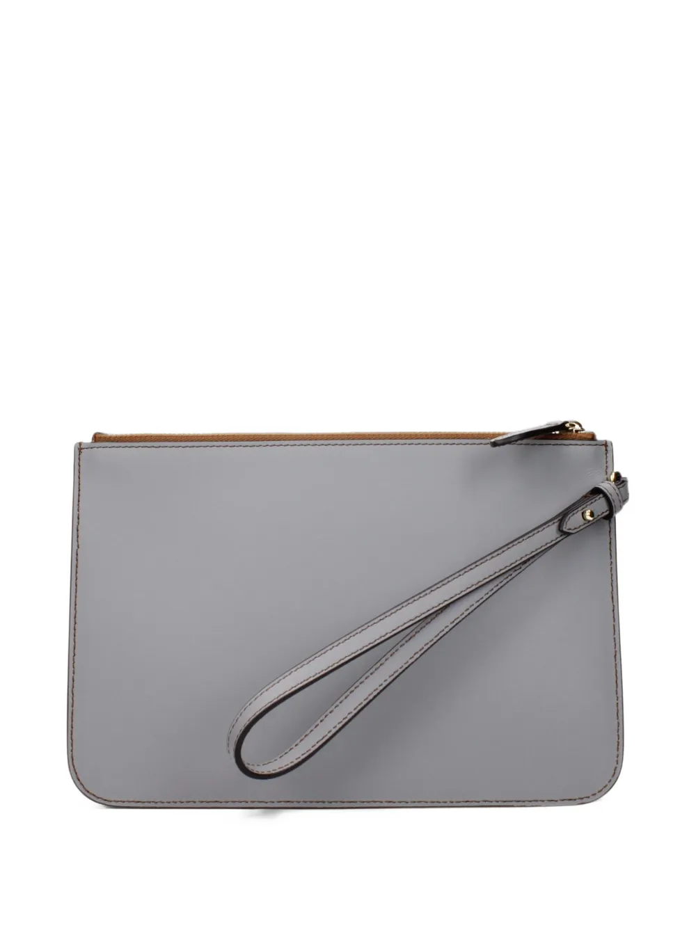 Burberry logo-print leather clutch bag Grijs