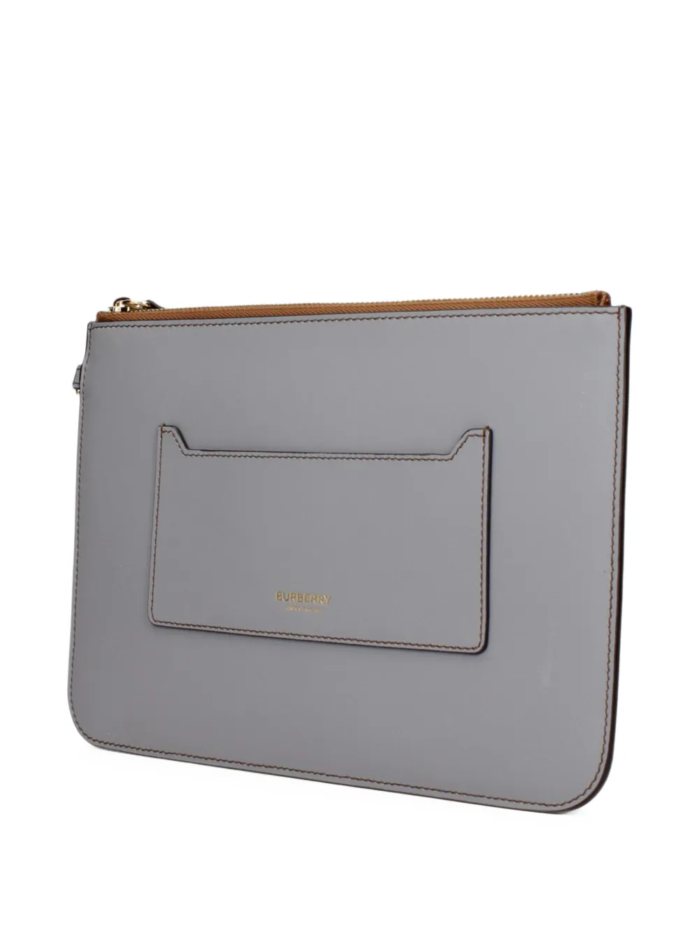 Burberry logo-print leather clutch bag Grijs