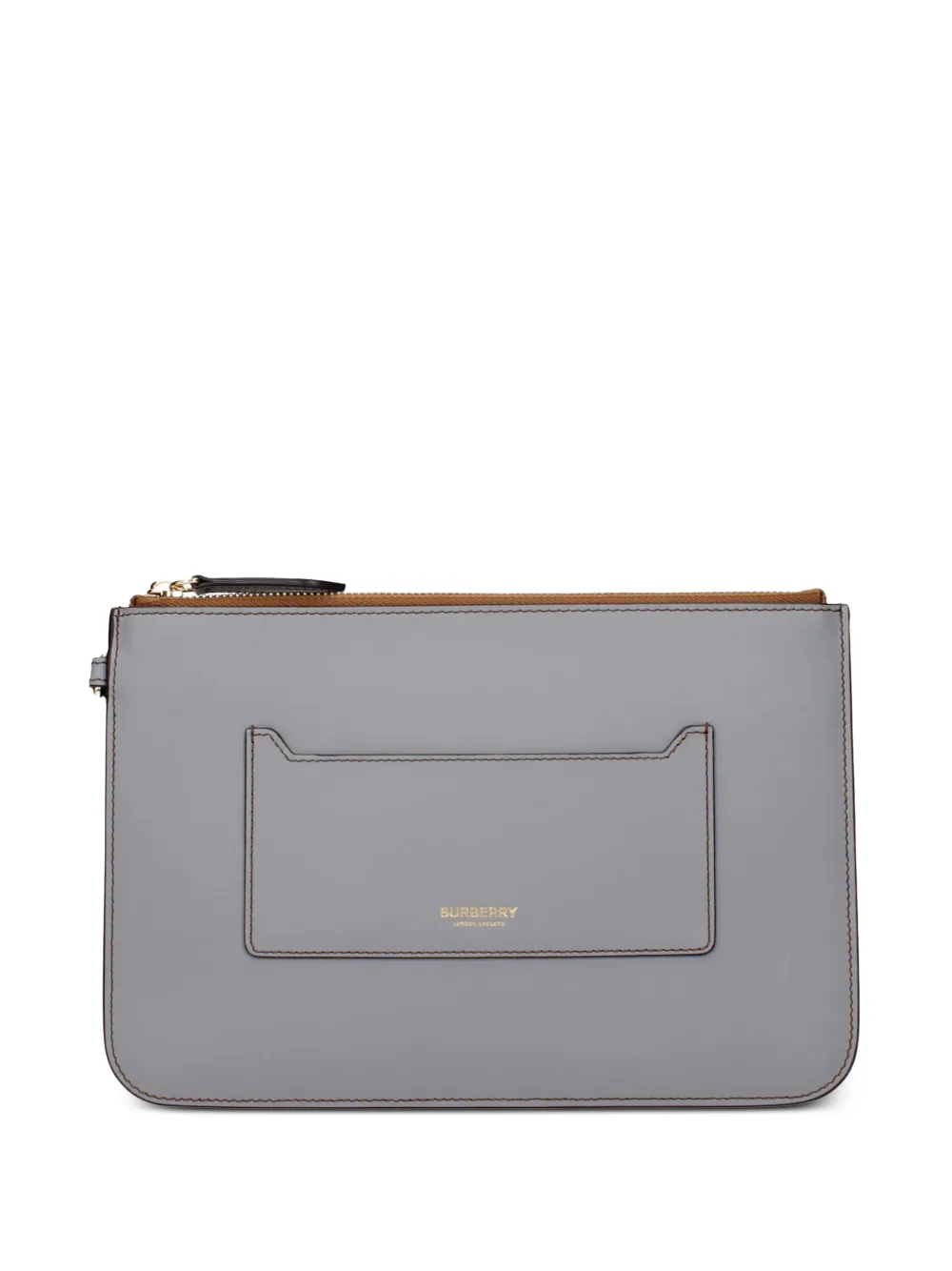 Burberry logo-print leather clutch bag Grijs